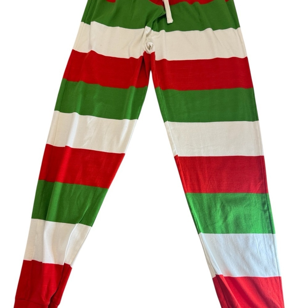 The Honest Company Red and Green Striped Pajama Pants